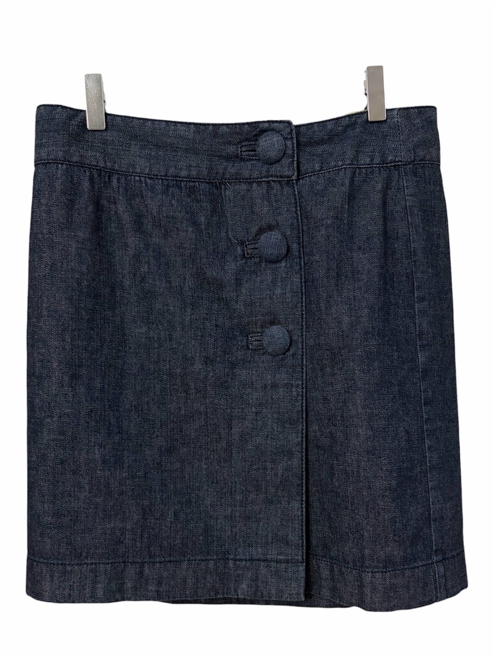 Ann Taylor | Dark Wash Denim Mini Skirt Button Front Retro